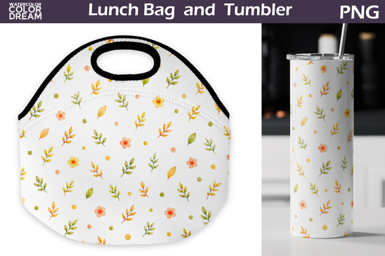 Floral Summer Lunch bag | Delicate Botanical Tumbler Wrap