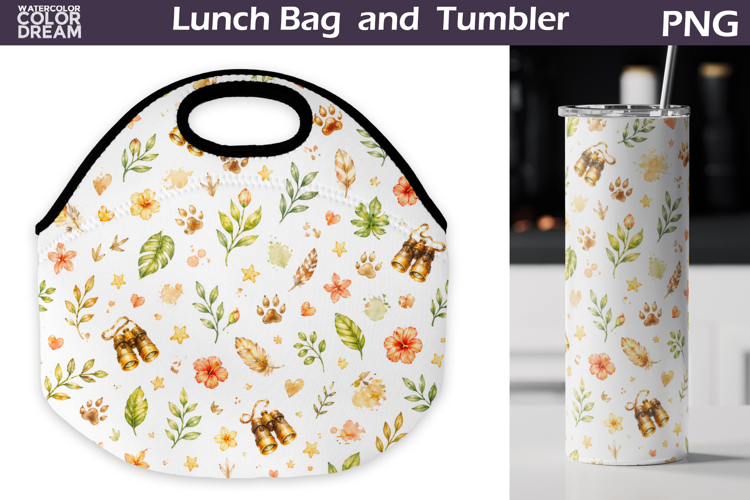 Safari Tropical Floral Lunch bag | Summer Tumbler Wrap