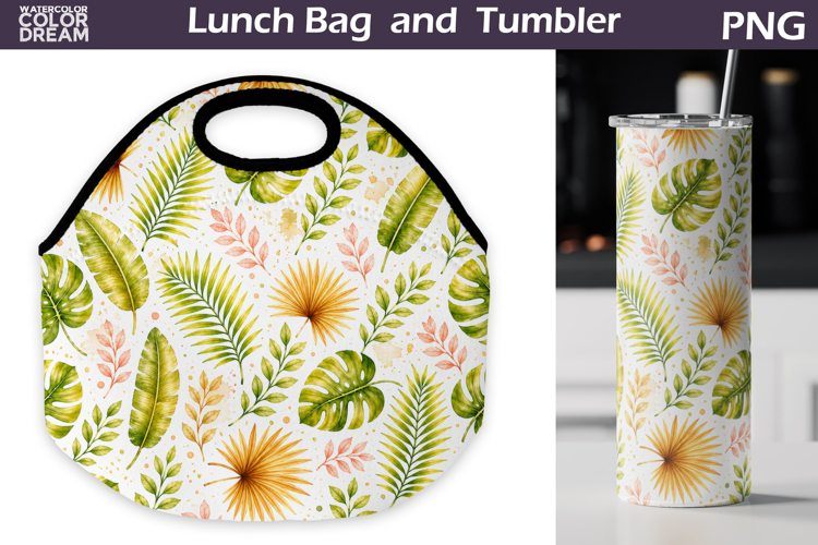 Tropical Leaves Lunch bag | Summer Tumbler Wrap