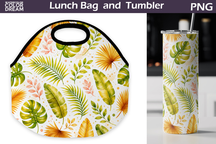Tropical Leaf Lunch bag | Summer Tumbler Wrap
