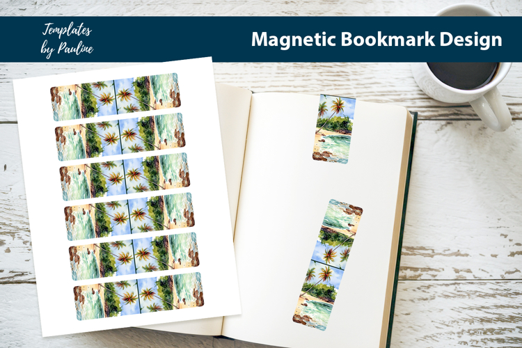 Beach Magnetic Bookmark, Vacation Printable Bookmark example image 1