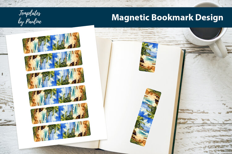 Tropical Beach Magnetic Bookmark, Summer Printable Bookmark example image 1