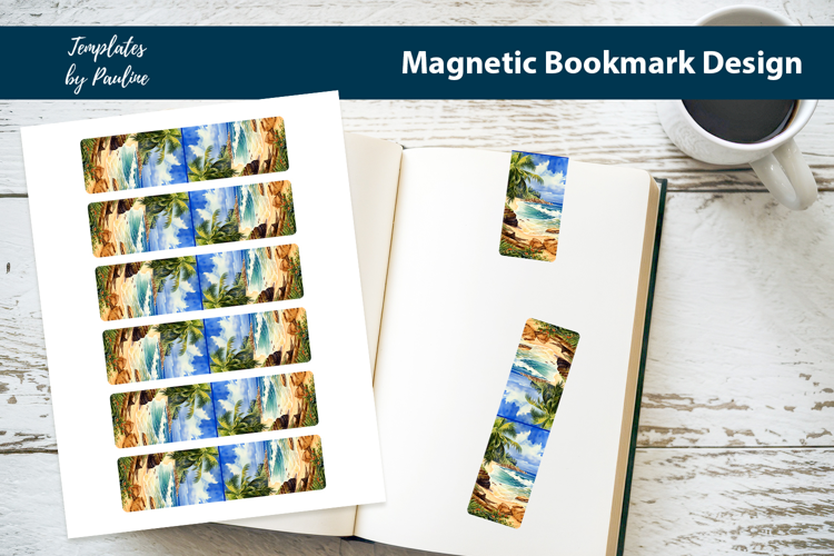 Tropical Beach Magnetic Bookmark, Summer Printable Bookmark