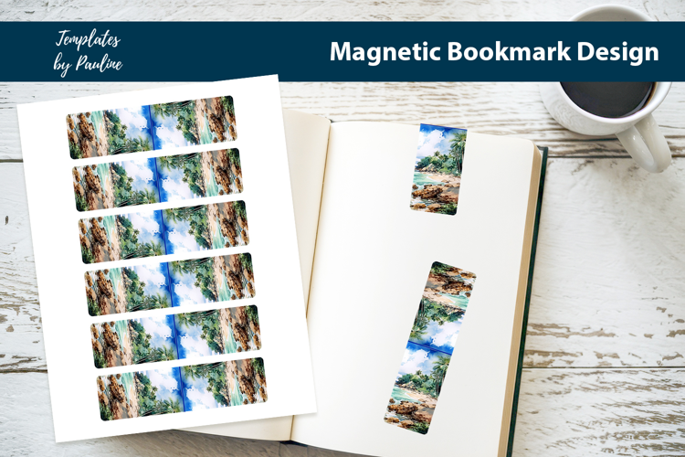Summer Beach Magnetic Bookmark, Tropical Printable Bookmark