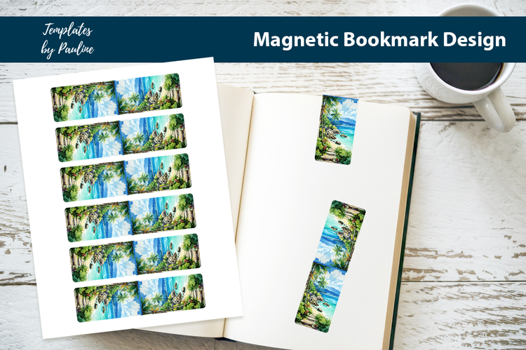 Tropical Beach Magnetic Bookmark, Summer Printable Bookmark