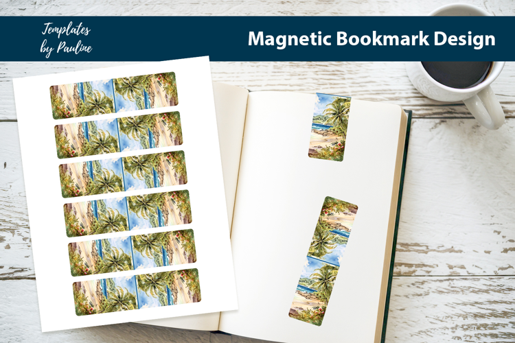 Summer Beach Magnetic Bookmark, Tropical Printable Bookmark