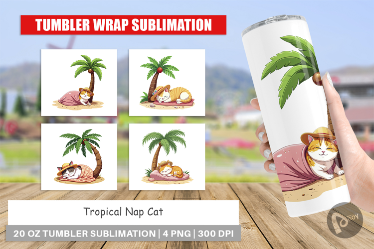 Tumbler Tropical Nap Cat
