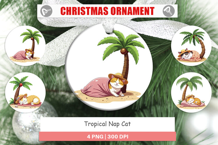 Ornament Tropical Nap Cat example image 1