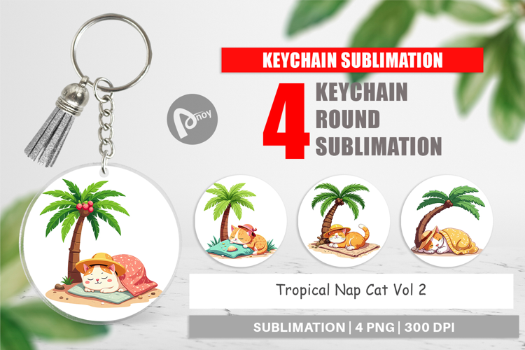 Keychain Tropical Nap Cat