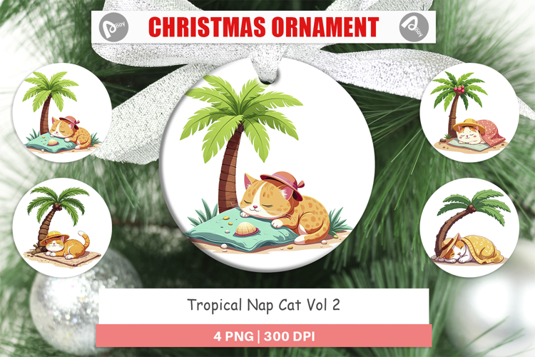 Ornament Tropical Nap Cat