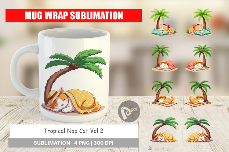 Mug Wrap Tropical Nap Cat