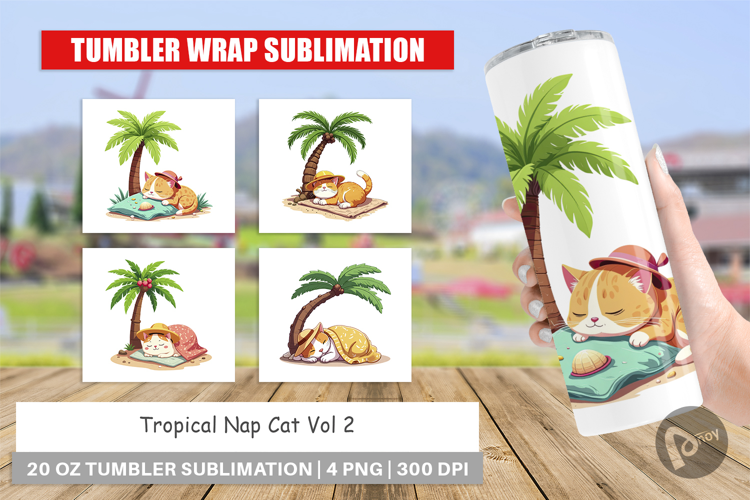 Tumbler Tropical Nap Cat