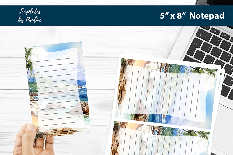 Tropical printable notepad template, Digital memo pad