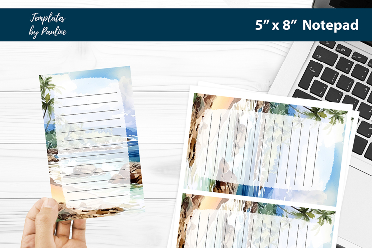 Tropical Beach Memo Pad Printable, Summer Journal Notepad