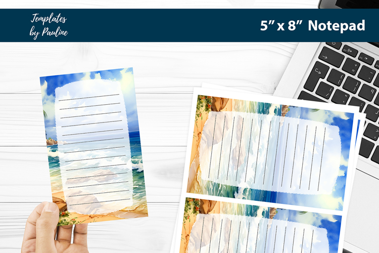 Tropical Seashore Notepad Printable Design