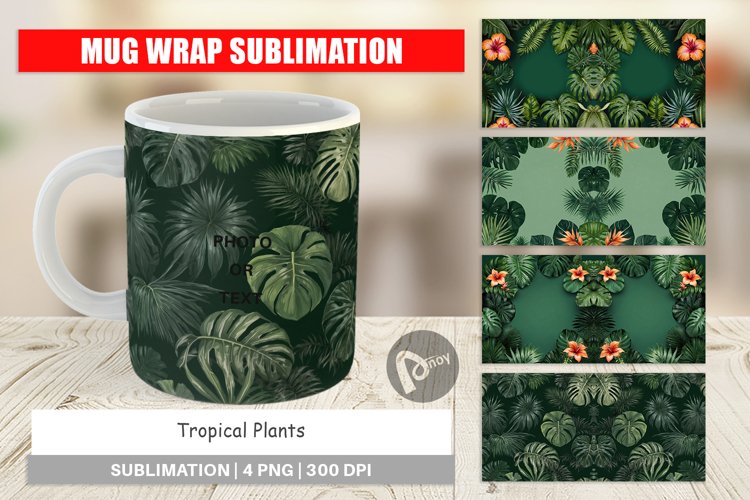 Mug Wrap Design Tropical Plants