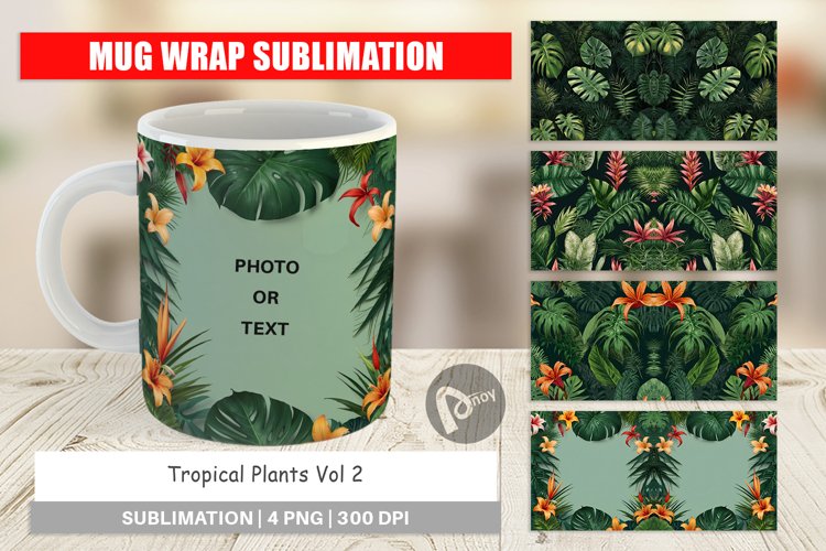 Mug Wrap Design Tropical Plants