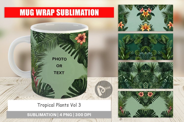 Mug Wrap Design Tropical Plants