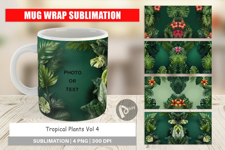 Mug Wrap Design Tropical Plants
