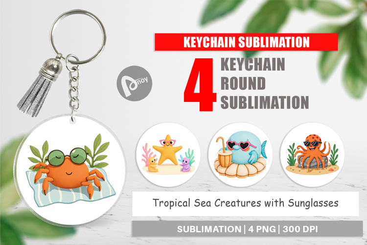 Keychain Tropical Sunglass Creatures