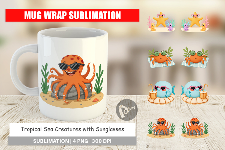 Mug Wrap Tropical Sunglass Creatures