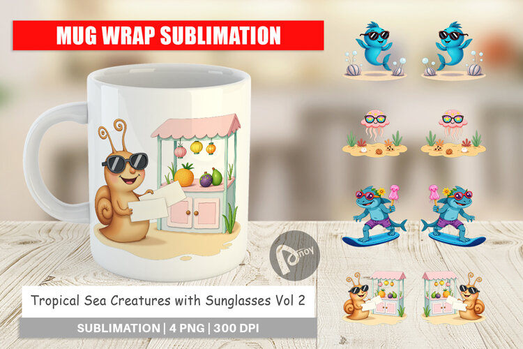 Mug Wrap Tropical Sunglass Creatures example image 1