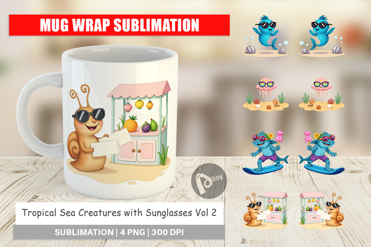 Mug Wrap Tropical Sunglass Creatures