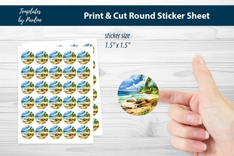 Tropical Sea Printable Sticker Sheet, Digital Sticker