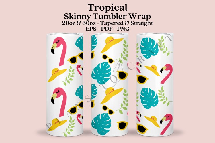 Tropical Summer Skinny Tumbler Sublimation Wrap SVG