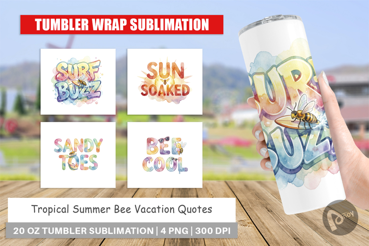 Tropical Summer Bee Vacation Tumbler