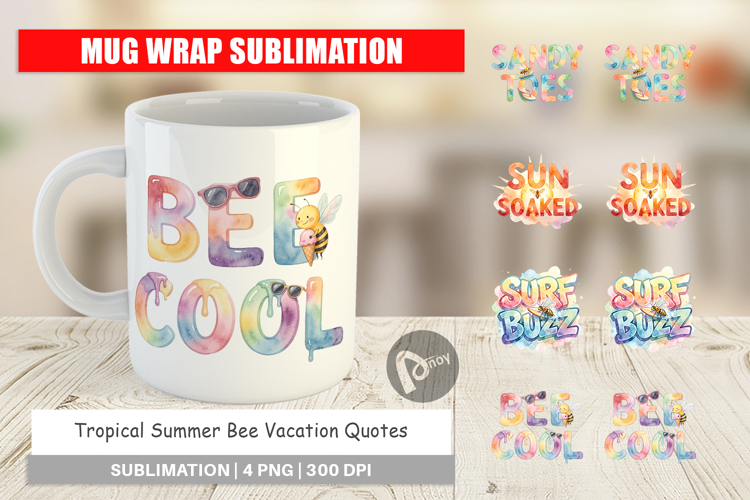 Tropical Summer Bee Vacation Mug Wrap