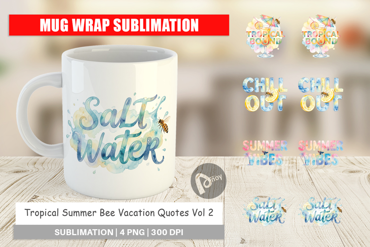 Tropical Summer Bee Vacation Mug Wrap