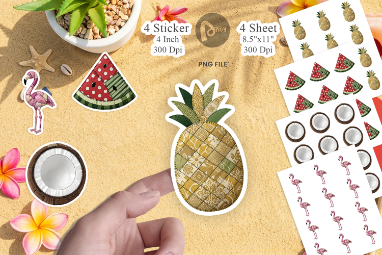 Tropical Summer Patchwork Sticker