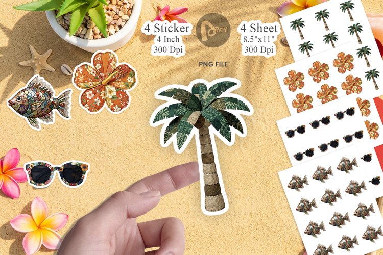 Tropical Summer Patchwork Sticker