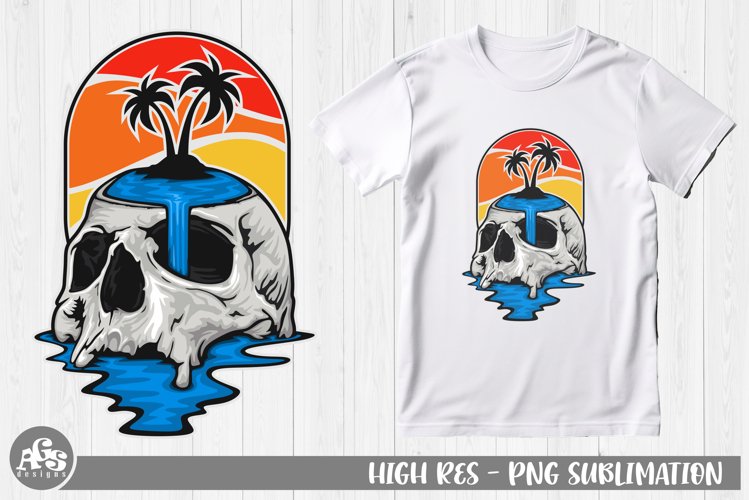 Tropical Summer Skull Island Sublimation Design