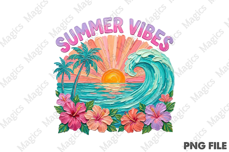 Tropical Sunset Summer Vibes PNG