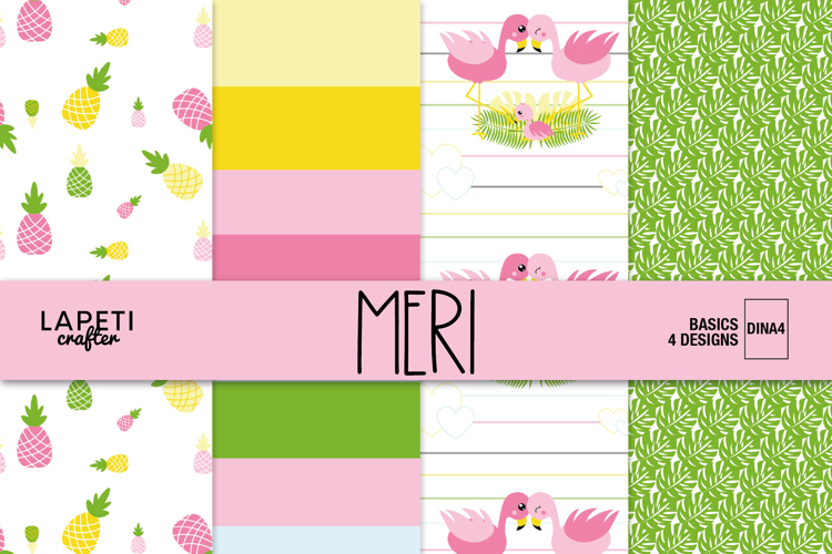 Tropical Vacation Scrapbook Paper A4 | Flamingo Backgrounds