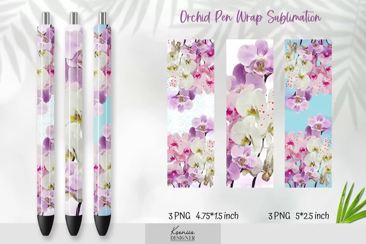 Purple Orchid Pen Wraps Sublimation|Flower Summer Design
