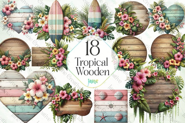 Tropical Wooden Sublimation Clipart