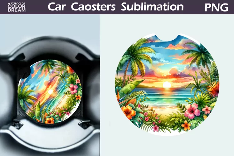 Tropical Beach Car Coaster | Summer Coaster