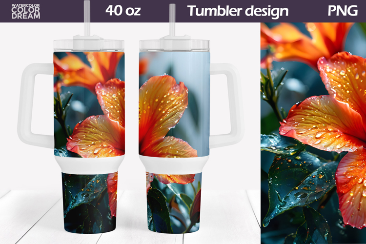 Tropical Flowers Tumbler 40 Oz | Summer Floral Tumbler 40 Oz