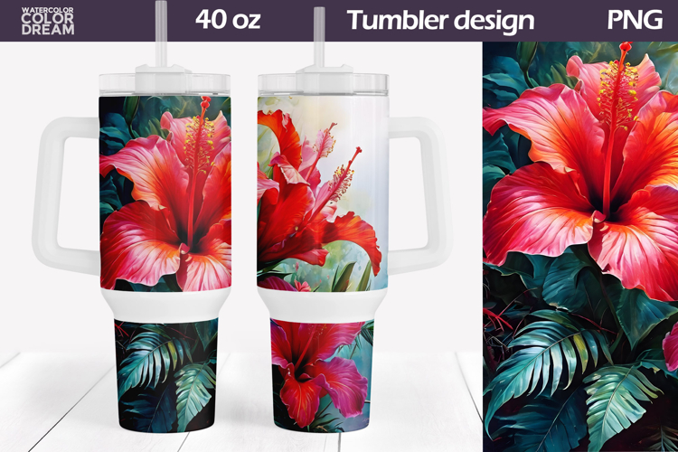 Tropical Flowers Tumbler 40 Oz | Summer Floral Tumbler 40 Oz