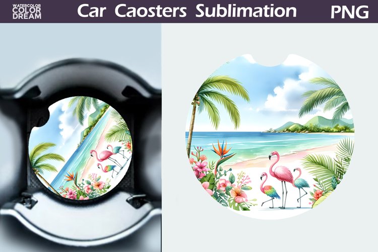 Tropical Beach Car Coaster | Summer Coaster example image 1