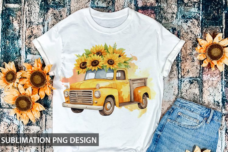 Sunflower Truck Sublimation Design