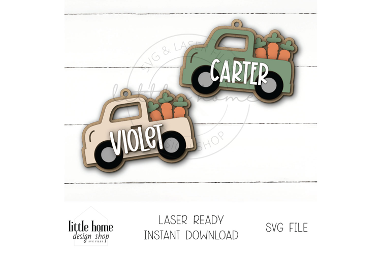 Easter Truck Basket Tag, Carrot Easter Basket Name Tag