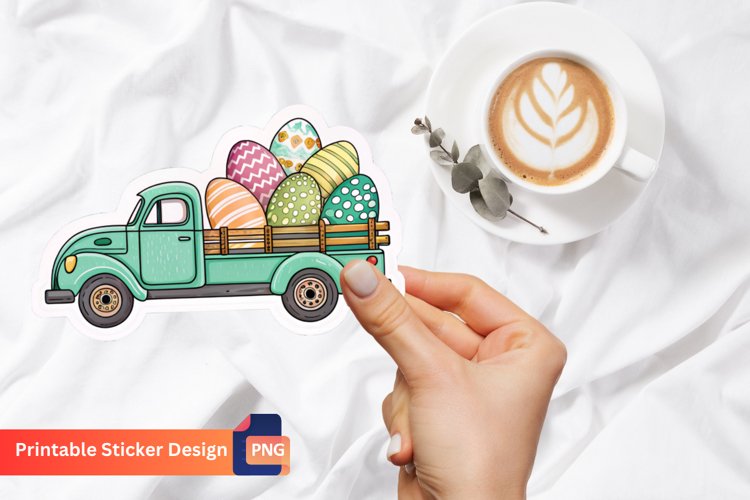 Easter Truck Sticker, Easter Egg Sticker, Farm Truck Easter