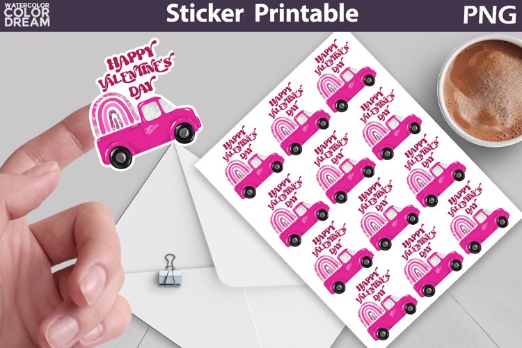 Truck Valentine Sticker Printable | Valentines Day Stickers