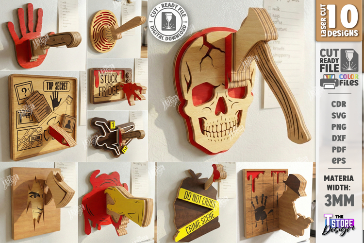 True Crime Laser Cut | Fridge Magnets | Horror & Mystery SVG