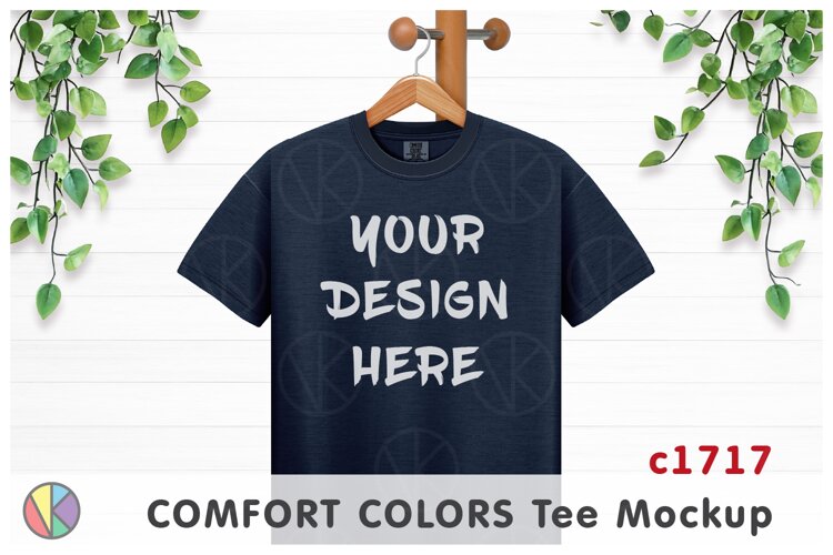 True Navy Comfort Colors 1717 T-Shirt Mockup.