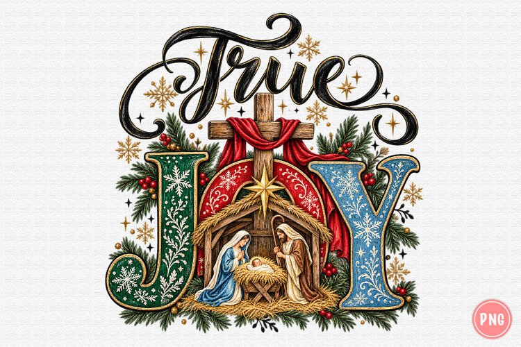 Joy Jesus Nativity Christmas PNG | Vintage Christian Png example image 1